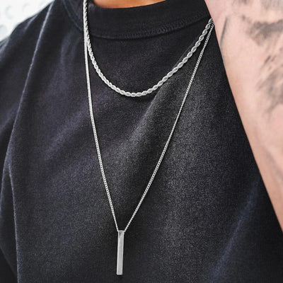 PACK OF 2  ROPE CHAIN 3MM & MINIMAL BAR CHAIN