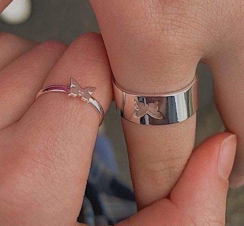 COUPLE BUTTERFLY PROMISE RING