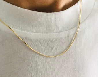 Thin Snake Gold Chain For Men - 1mm